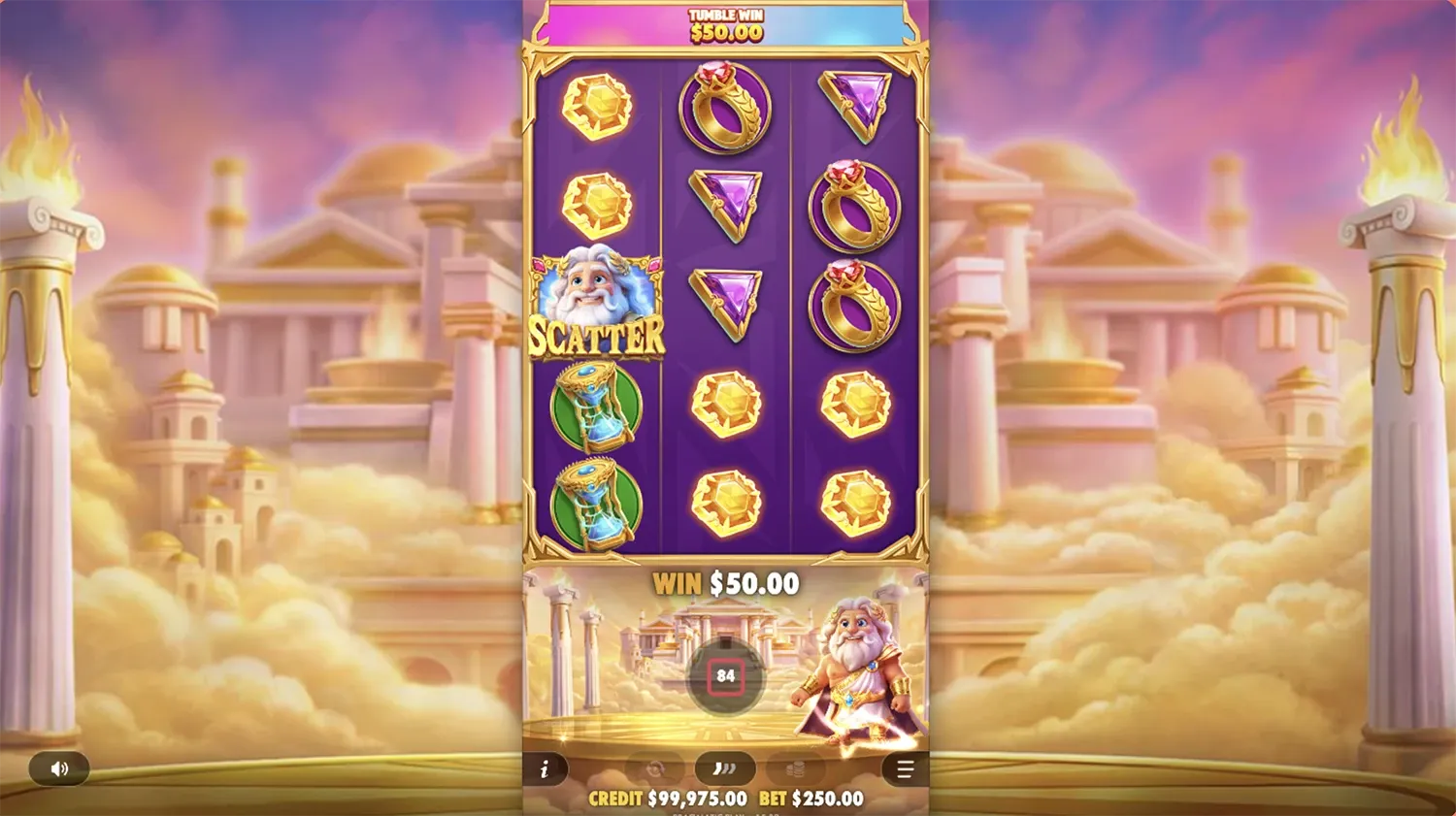 Gates of Olympus POP grid showing a Scatter symbol