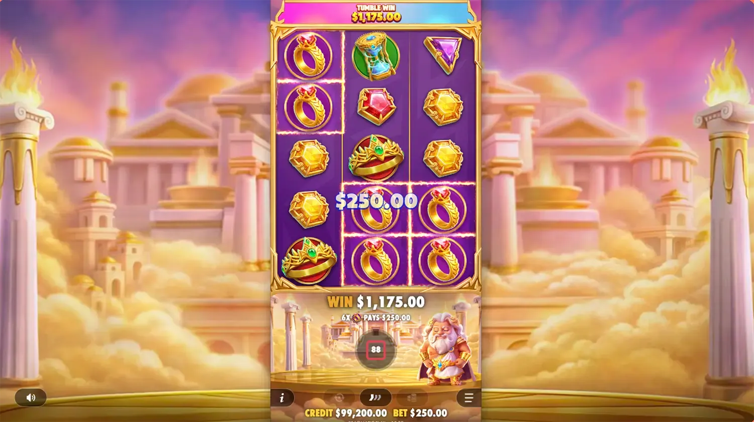Gates of Olympus POP tumble win on the compact 3x5 grid